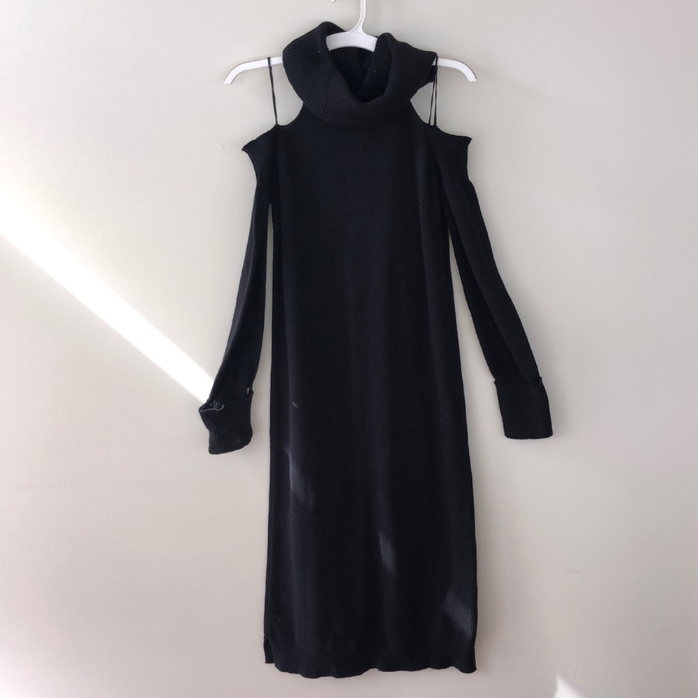 Cold shoulder sweater dress